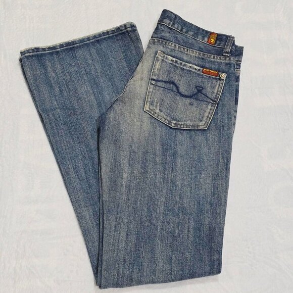 7 For All Mankind ✦ Flare Jeans ✦ “Great Wall of China” Rhinestone Collector 29 - Picture 8 of 13